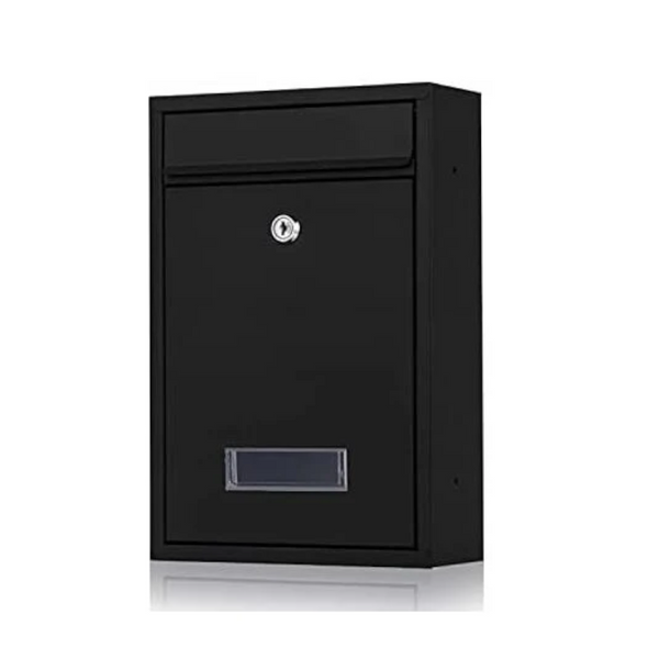 Galvanized Steel Mailbox With Key And Name Plate (Black) Letterboxes