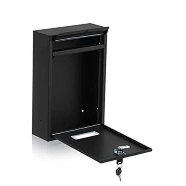 Galvanized Steel Mailbox With Key And Name Plate (Black) Letterboxes