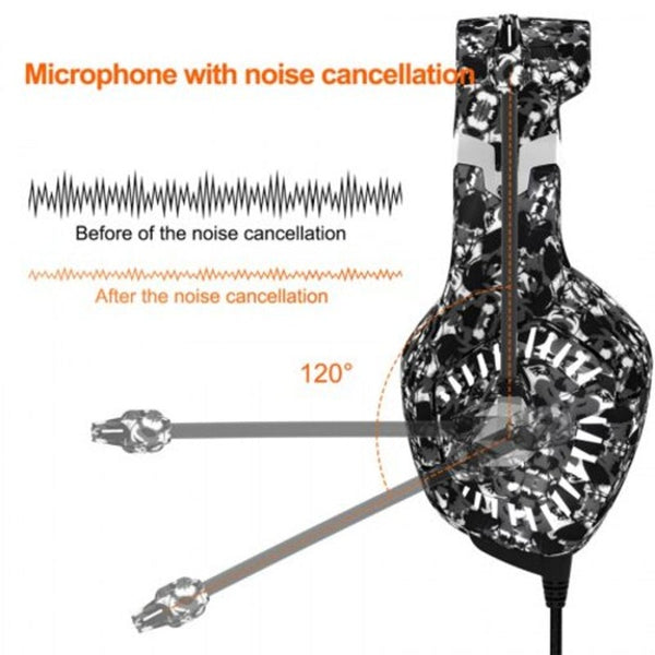 Gaming Headset Headphones With Mic Stereo Surround Noise Reduction Led Lights Volume Control Yellow Headsets