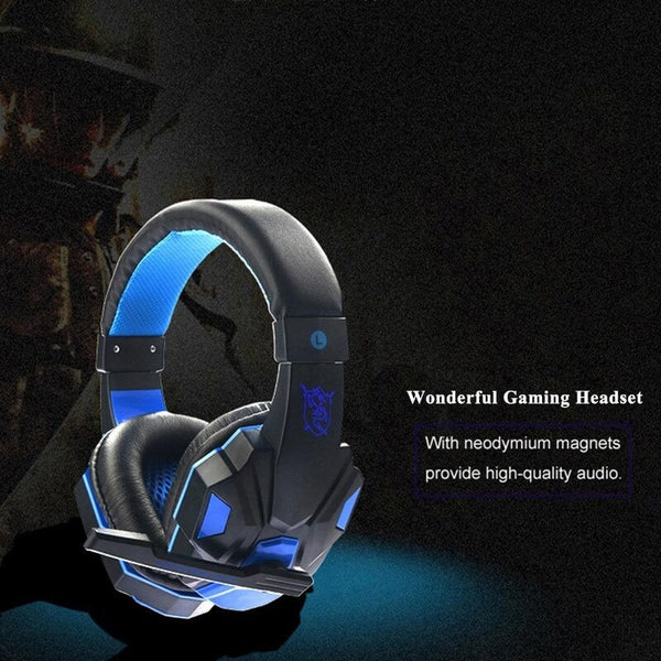 Gaming Headset Headphone For Pc Laptop Blue