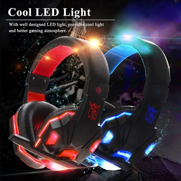 Gaming Headset Headphone For Pc Laptop Blue