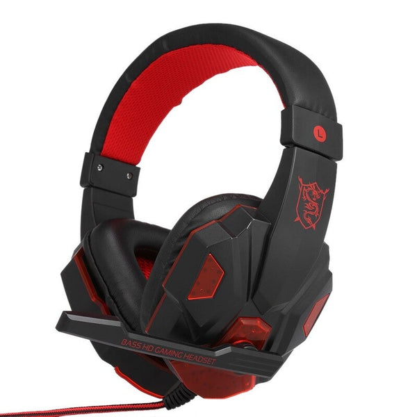 Gaming Headset Headphone For Pc Laptop Red Headsets