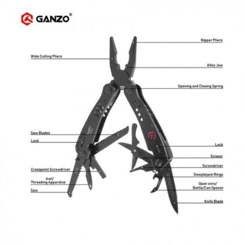 G301 B 26 In Multi Pliers Hand Tool Set With Screwdriver Kit Knife Stainless Black