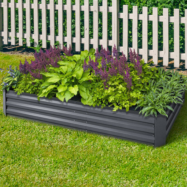Greenfingers 180X90x30cm Galvanised Raised Garden Bed Steel Instant Planter Raised Garden Beds