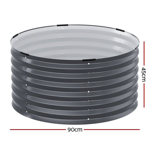 Greenfingers Garden Bed 90X45cm Round Latches Planter Box Raised Galvanised Herb Raised Garden Beds