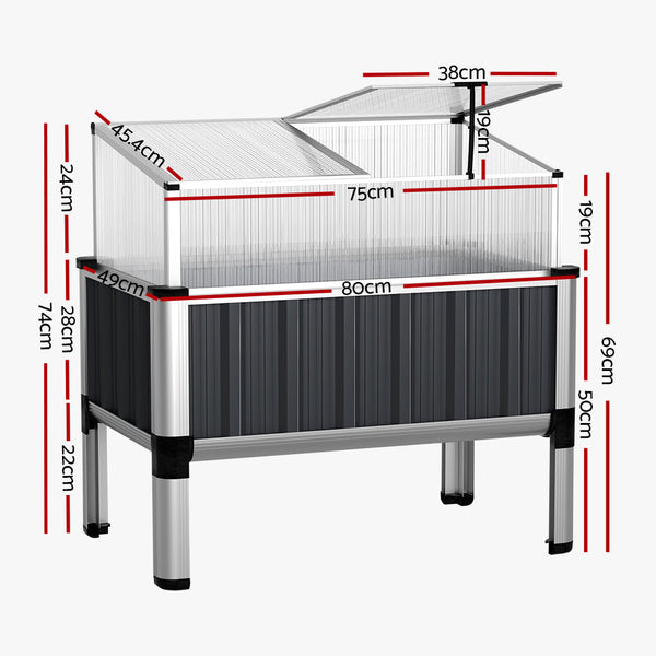 Greenfingers Raised Garden Bed Cold Frame Greenhouse Cover Planter 80X49x74c Raised Garden Beds
