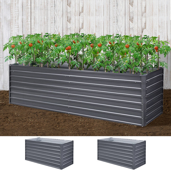 Greenfingers Garden Bed 320 X 80 77Cm Galvanised Steel Raised Planter 2N1 Raised Garden Beds