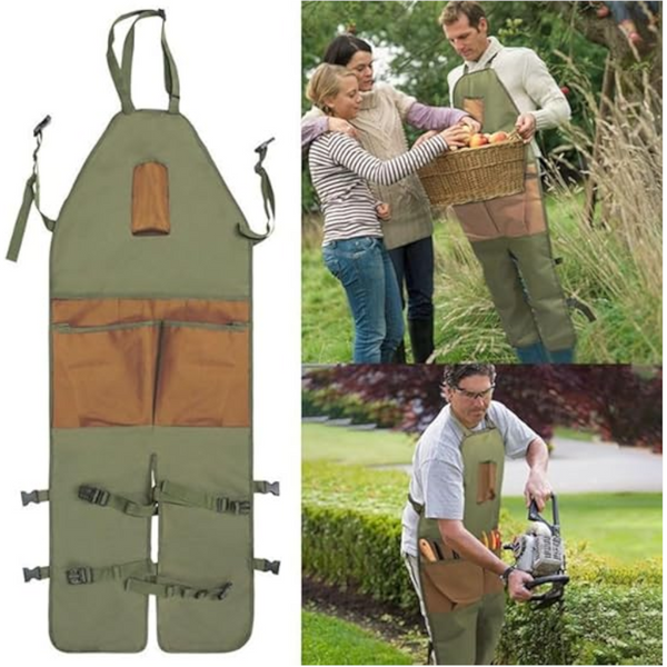 Garden Apron Men's Harvest With Pockets Waterproof Adjustable Knee Reinforced Suitable For Mowing And Grass Trimming (Green + Brown) Tool Carriers Apr