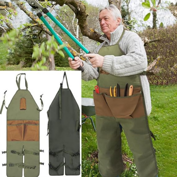 Garden Apron Men's Harvest With Pockets Waterproof Adjustable Knee Reinforced Suitable For Mowing And Grass Trimming (Green + Brown) Tool Carriers Apr
