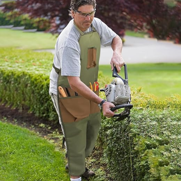 Garden Apron Men's Harvest With Pockets Waterproof Adjustable Knee Reinforced Suitable For Mowing And Grass Trimming (Green + Brown) Tool Carriers Apr