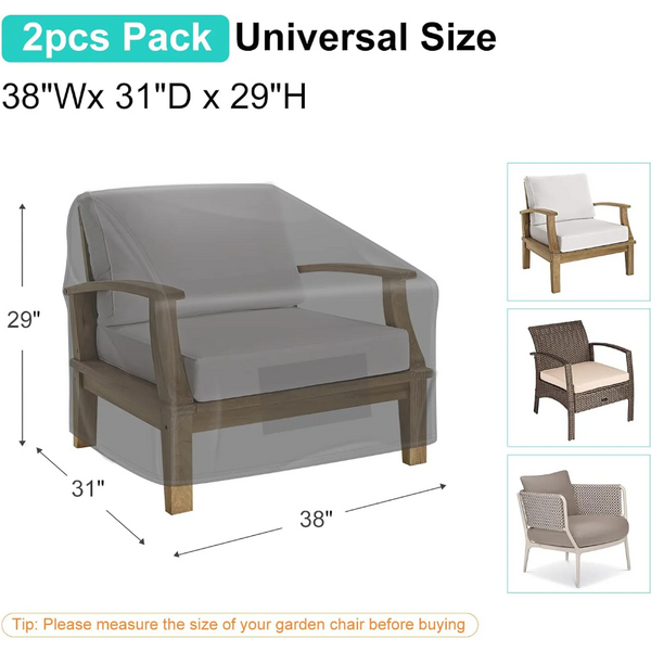 Garden Furniture Covers Waterproof 2 Pack Lawn Mower Chair 600D Heavy Duty Oxford Fabric Large For Lounge Chairs With Deep Seat Outdoor Furniture Cove
