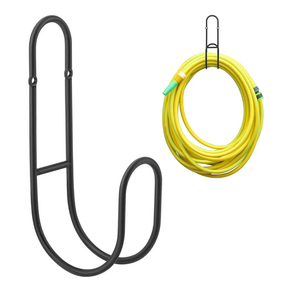 Garden Hose Hanging System Wall Mount For Neat Storage Stainless Steel Frame Black Hose Reels & Storage