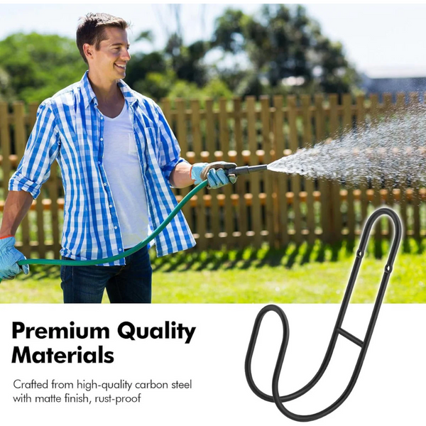 Garden Hose Hanging System Wall Mount For Neat Storage Stainless Steel Frame Black Hose Reels & Storage
