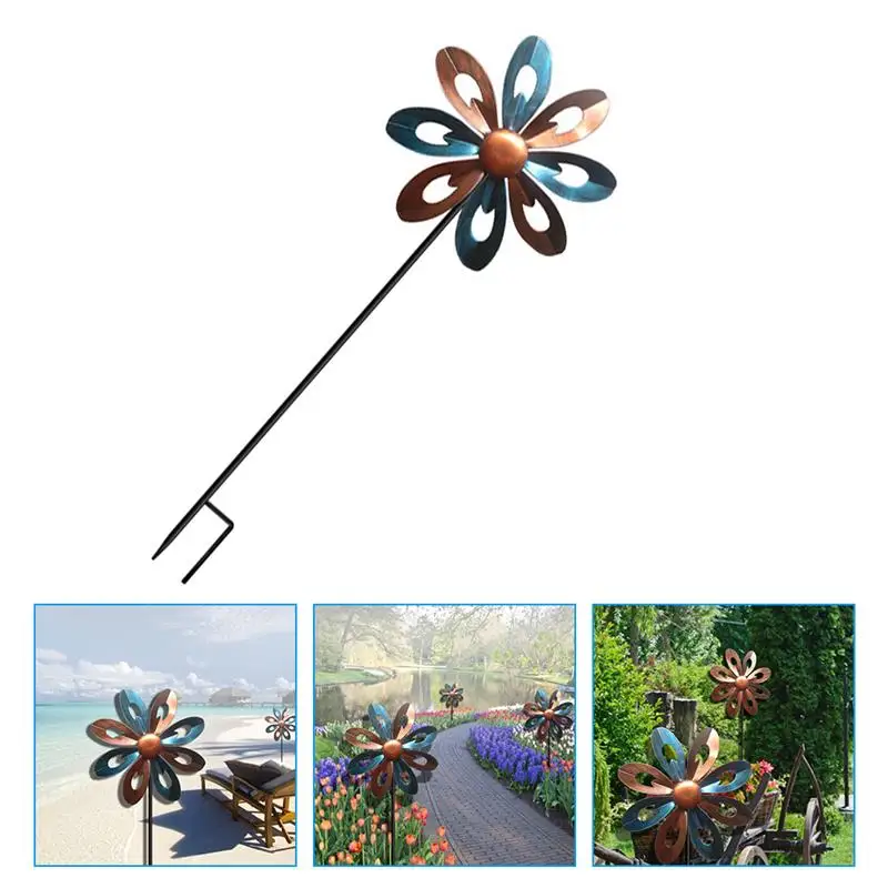 Windmills & Wind Spinners Garden Rotary Windmill Plug In Decorative Iron Art For Outdoor