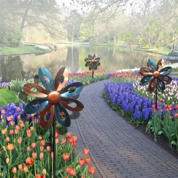 Windmills & Wind Spinners Garden Rotary Windmill Plug In Decorative Iron Art For Outdoor