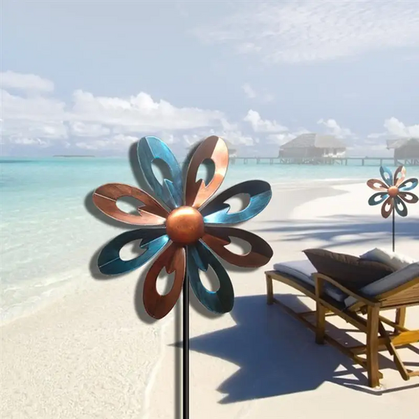 Windmills & Wind Spinners Garden Rotary Windmill Plug In Decorative Iron Art For Outdoor