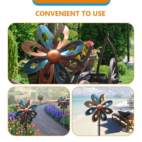 Windmills & Wind Spinners Garden Rotary Windmill Plug In Decorative Iron Art For Outdoor