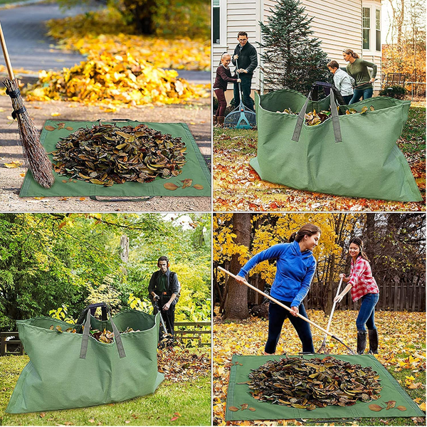 Garden Leaf Storage Outdoor Lawn Yard Waste Tarpaulin Container Recyclable Heavy Duty Garbage Tote Bags Garden Waste Bags