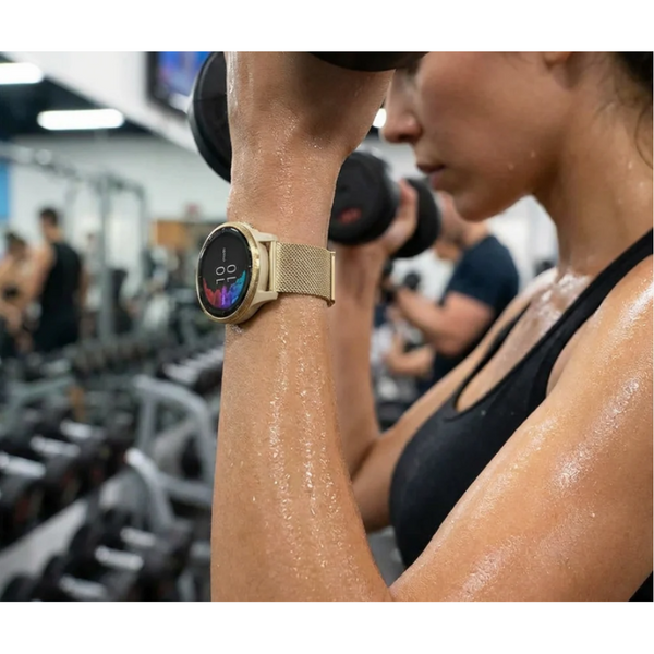 Garmin Venu 2 2S Sq Compatible Stainless Steel Gold Milanese Magnetic Bracelet Watch Bands