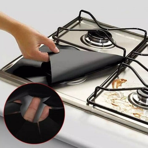 Gas Stove Cooker Protectors Cover Liner Clean Mat Pad Black 27X27cm Stove Burner Covers