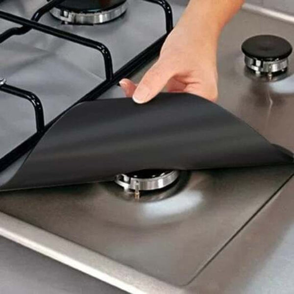 Gas Stove Cooker Protectors Cover Liner Clean Mat Pad Black 27X27cm Stove Burner Covers