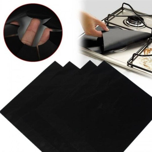 Gas Stove Cooker Protectors Cover Liner Clean Mat Pad Black 27X27cm Stove Burner Covers