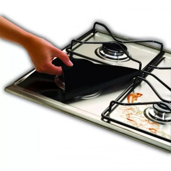 Gas Stove Cooker Protectors Cover Liner Clean Mat Pad Black 27X27cm Stove Burner Covers