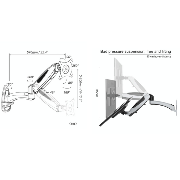 Gas Spring Wall Mounted Monitor Stand Factory Design Monitor Mounts & Stands