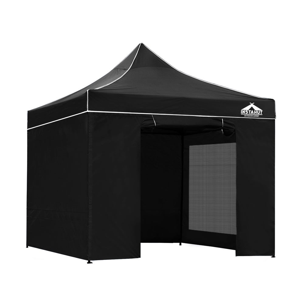 Instahut Gazebo Pop Up Marquee 3X3m Folding Wedding Tent Gazebos Shade Black Wat Gazebos & Pergolas