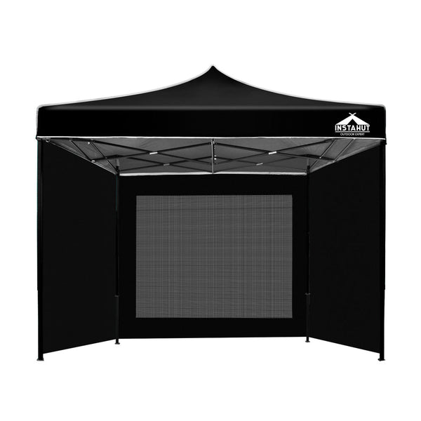 Instahut Gazebo Pop Up Marquee 3X3m Folding Wedding Tent Gazebos Shade Black Wat Gazebos & Pergolas