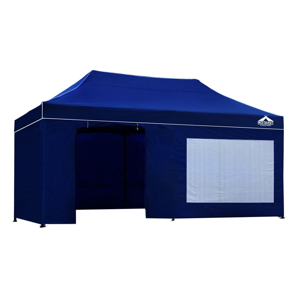 Instahut Gazebo Pop Up Marquee 3X6m Folding Wedding Tent Gazebos Shade Blue Outd Gazebos & Pergolas