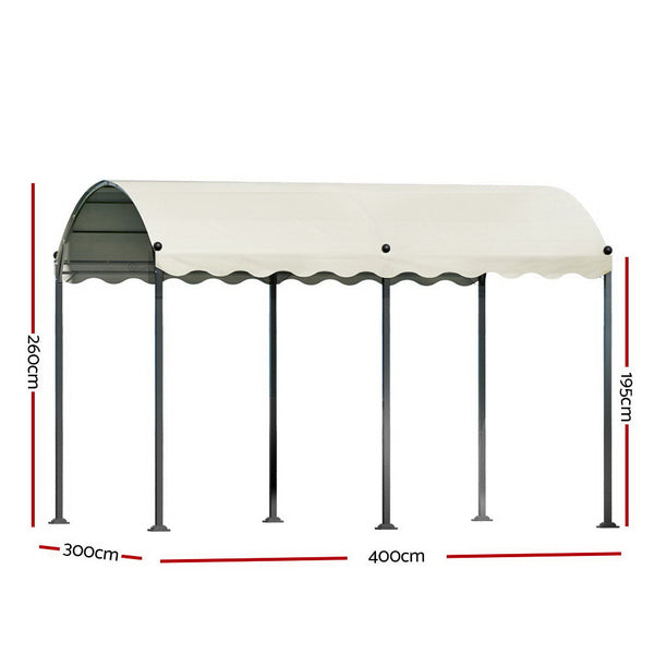 Instahut Gazebo Marquee 4X3m Outdoor Event Wedding Tent Camping Party Shade Iron Art Canopy Beige Gazebos & Pergolas