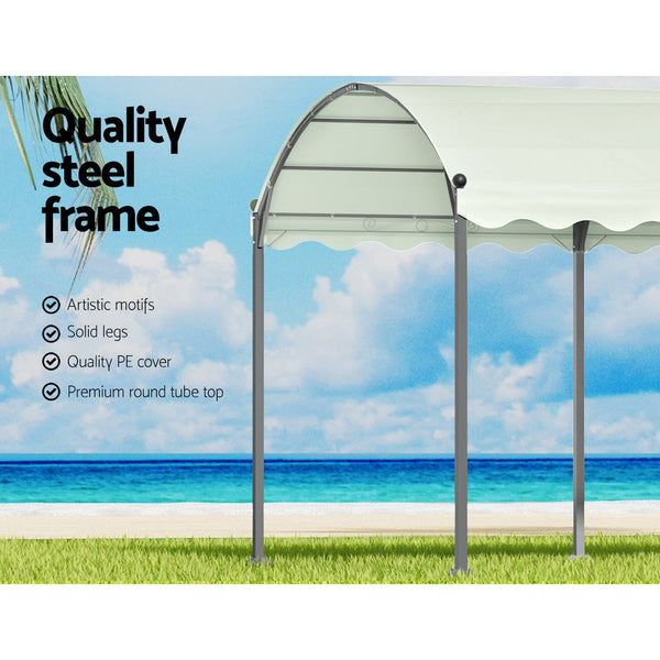 Instahut Gazebo Marquee 4X3m Outdoor Event Wedding Tent Camping Party Shade Iron Art Canopy Beige Gazebos & Pergolas