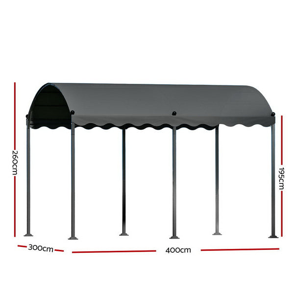 Instahut Gazebo Marquee 4X3m Outdoor Event Wedding Tent Camping Party Shade Iron Art Canopy Grey Gazebos & Pergolas