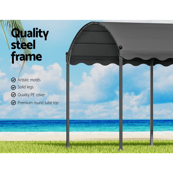 Instahut Gazebo Marquee 4X3m Outdoor Event Wedding Tent Camping Party Shade Iron Art Canopy Grey Gazebos & Pergolas