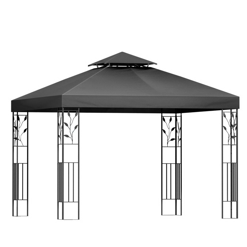 Instahut Gazebo 3X3m Marquee Outdoor Wedding Party Event Tent Home Iron Art Shade Grey Gazebos & Pergolas
