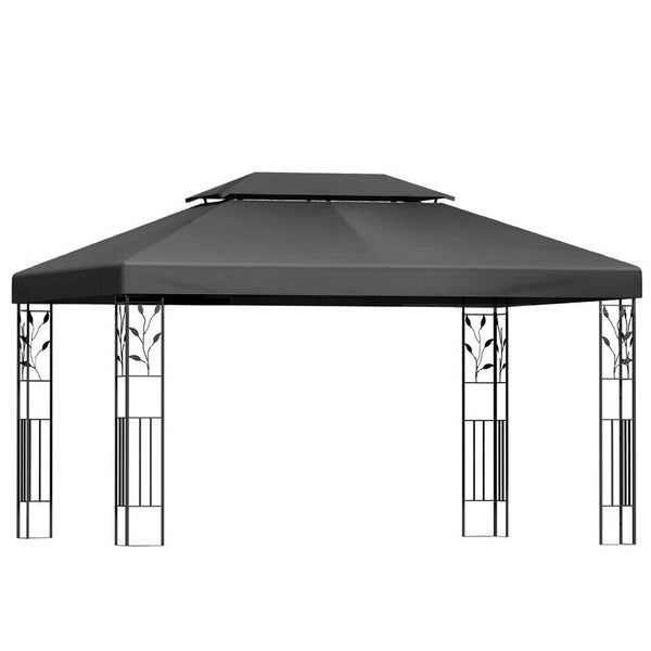 Instahut Gazebo 4X3m Marquee Outdoor Wedding Party Event Tent Home Iron Art Shade Grey Gazebos & Pergolas