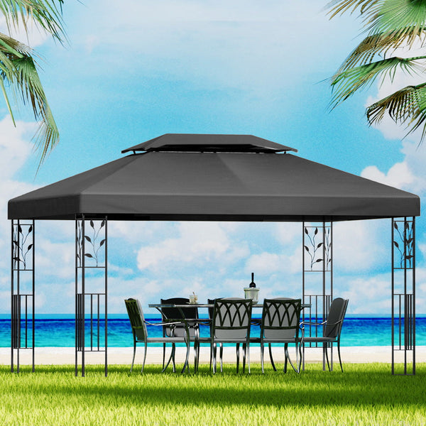 Instahut Gazebo 4X3m Marquee Outdoor Wedding Party Event Tent Home Iron Art Shade Grey Gazebos & Pergolas