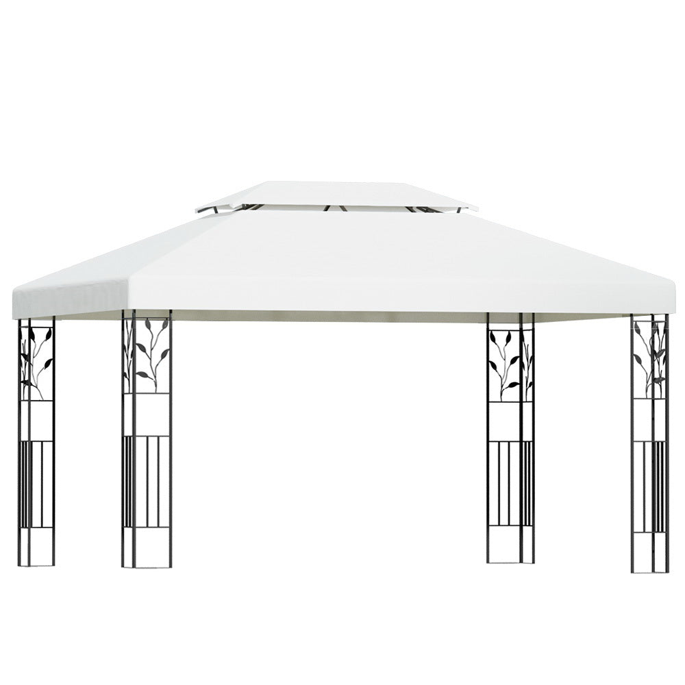 Instahut Gazebo 4X3m Marquee Outdoor Wedding Party Event Tent Home Iron Art Shade White Gazebos & Pergolas