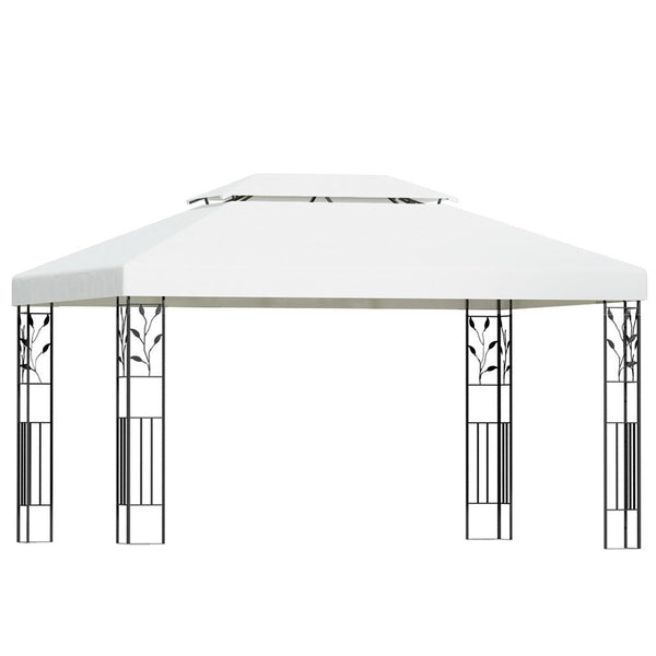 Instahut Gazebo 4X3m Marquee Outdoor Wedding Party Event Tent Home Iron Art Shade White Gazebos & Pergolas