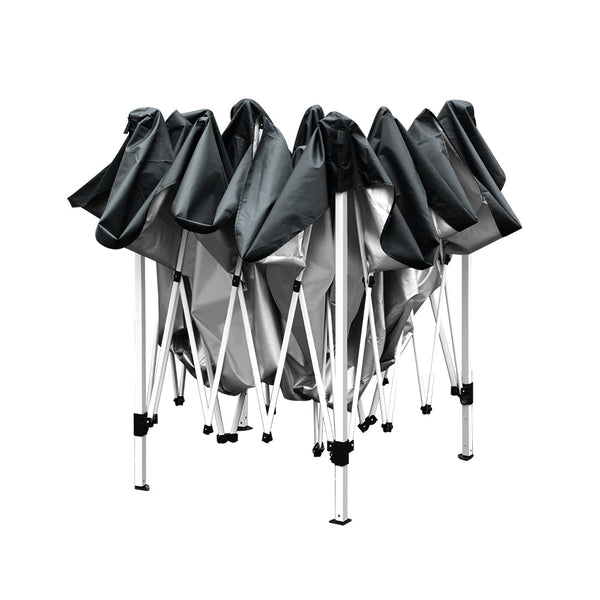 Instahut Gazebo Pop Up Marquee 3X3 Wedding Side Mesh Wall Outdoor Gazebos Black Gazebos & Pergolas