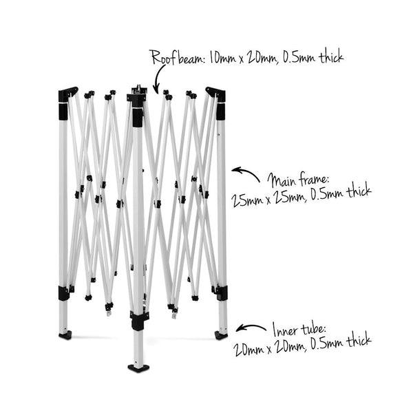 Instahut Gazebo Pop Up Marquee 3X3 Wedding Side Mesh Wall Outdoor Gazebos Grey Gazebos & Pergolas