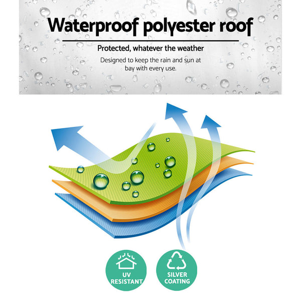 Instahut Gazebo Pop Up Marquee 3X3 Wedding Side Mesh Wall Outdoor Gazebos Grey Gazebos & Pergolas