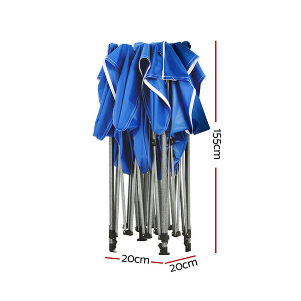 Instahut Gazebo Pop Up 3X3m W/Base Podx4 Marquee Folding Outdoor Wedding Camping Tent Shade Canopy Blue Gazebos & Pergolas