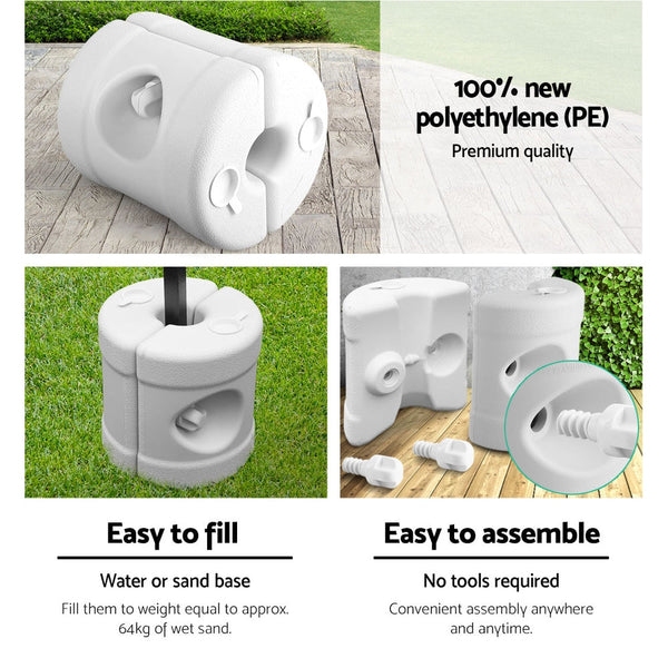 Instahut Gazebo Pop Up 3X3m W/Base Podx4 Marquee Folding Outdoor Wedding Camping Tent Shade Canopy Blue Gazebos & Pergolas