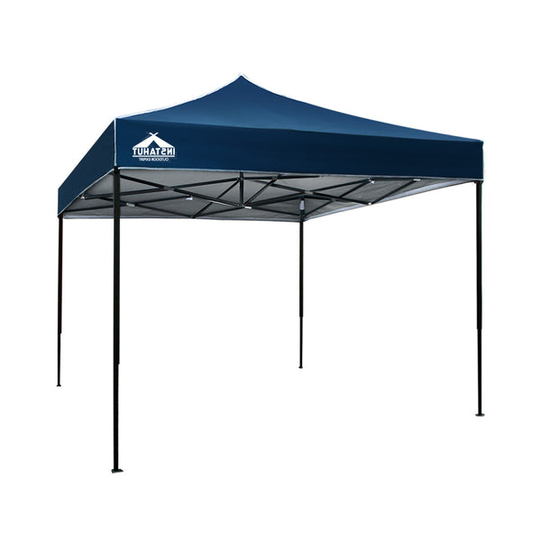 Instahut Gazebo Pop Up Marquee 3X3m Outdoor Tent Folding Wedding Gazebos Navy Gazebos & Pergolas