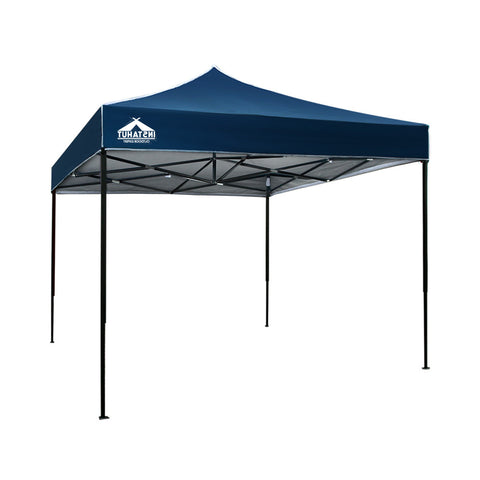 Instahut Gazebo Pop Up Marquee 3X3m Outdoor Tent Folding Wedding Gazebos Navy Gazebos & Pergolas