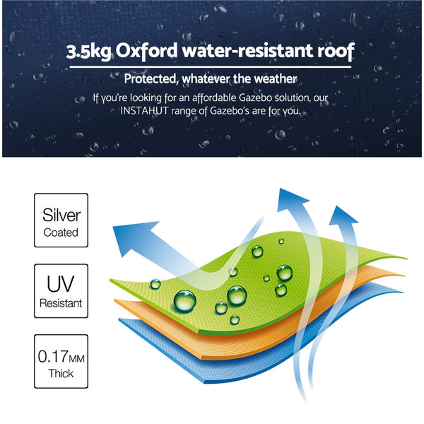 Instahut Gazebo Pop Up Marquee 3X3m Outdoor Tent Folding Wedding Gazebos Navy Gazebos & Pergolas
