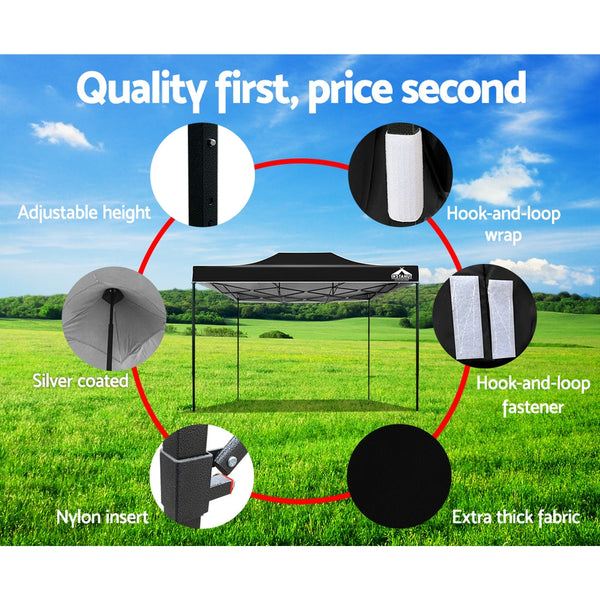 Instahut Gazebo Pop Up Marquee 3X4.5M Outdoor Tent Folding Wedding Gazebos Black Marquees