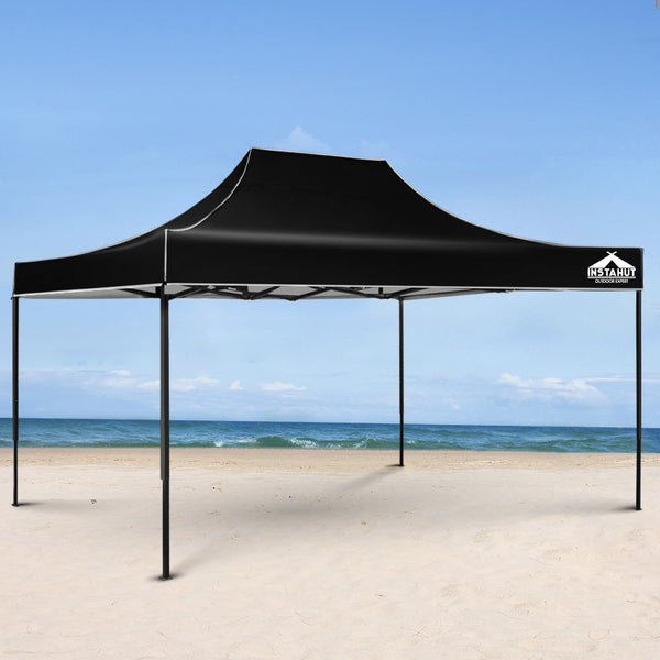 Instahut Gazebo Pop Up Marquee 3X4.5M Outdoor Tent Folding Wedding Gazebos Black Marquees